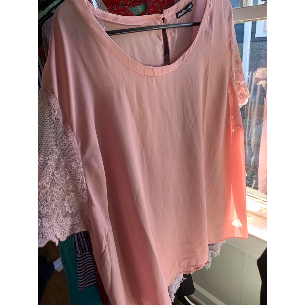 Pink floral sleeve blouse